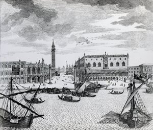 Vista de la Piazza San Marco desde el Bacino, Venecia de Francesco Zucchi